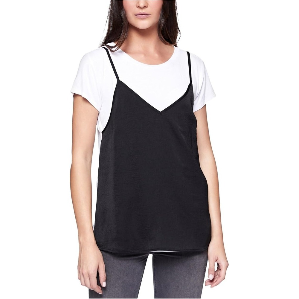 Sanctuary Camisole Semi Sheer Spaghetti Strap Tank Top Womens Size L Black